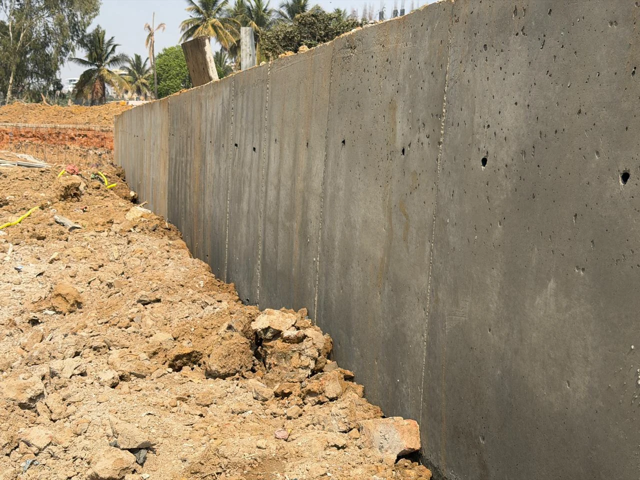 Concrete wall surface after formwork removal