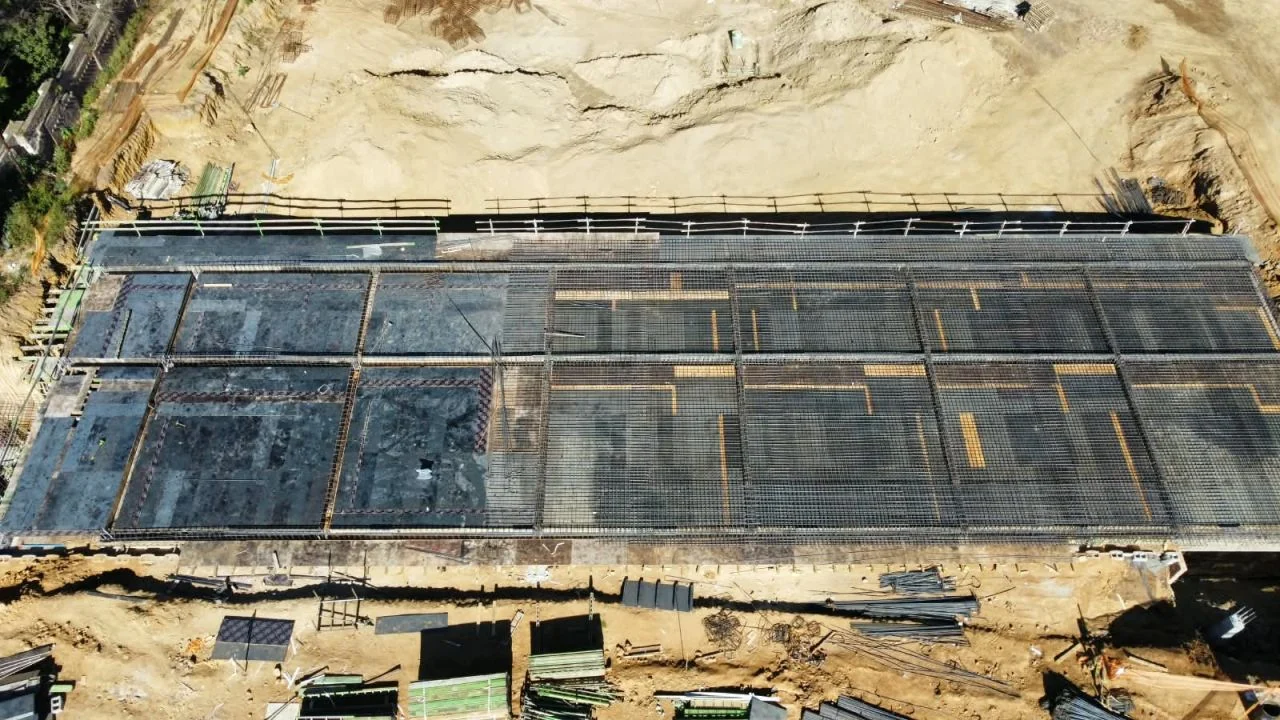 Aerial view of slab formwork at a nuclear power plant project