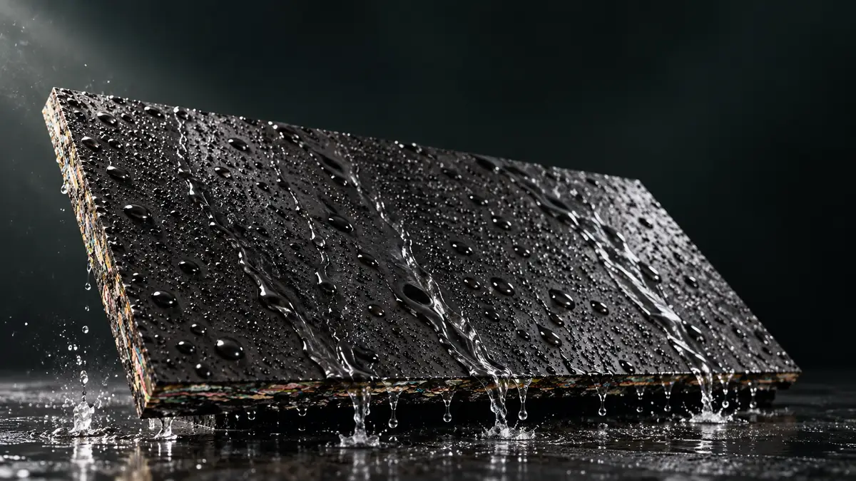 Illustration of water flowing across an angled WoWBoards panel