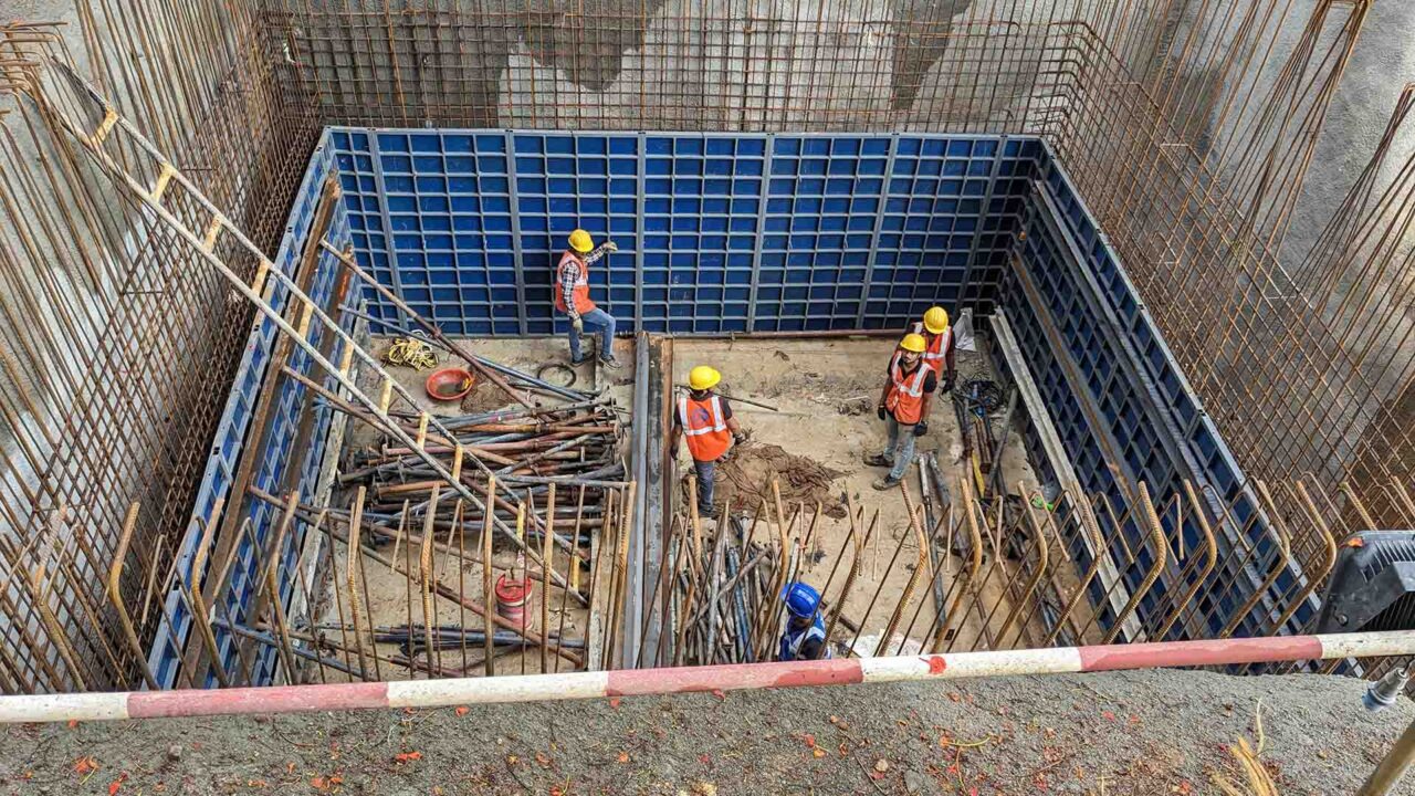 Engineers using WoW Shuttering, recycled sustainable material