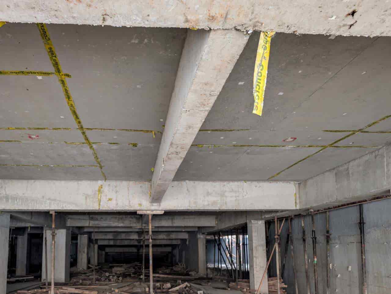 Concrete wall surface after formwork removal